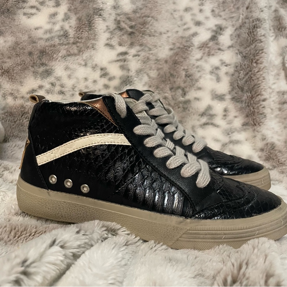 Step Up Your Style: Black Python High-Top Sneakers - image 1